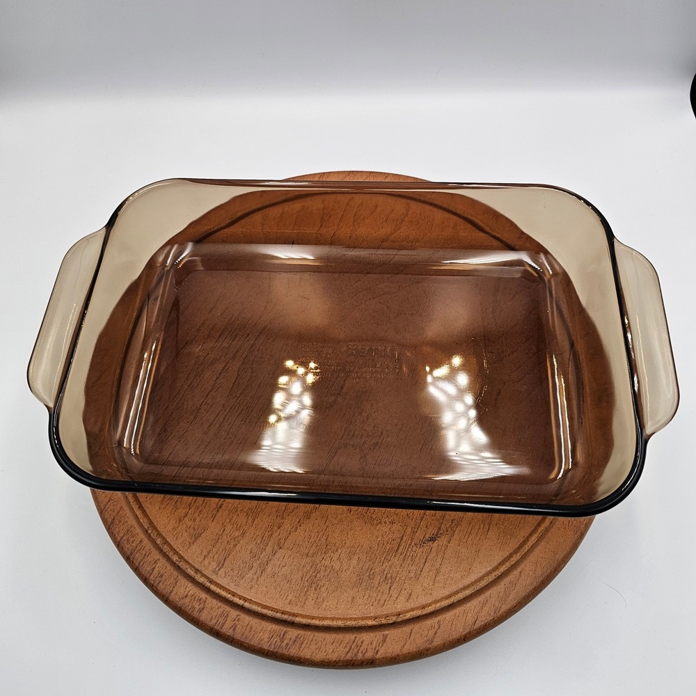 Vintage Pyrex Visions Amber Brown 2 Qt Rectangular Baking Dish 232-R Lasagna USA - Picture 2 of 9